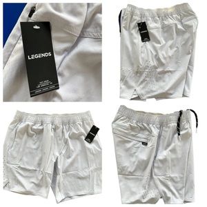 LEGENDS RELAY Active Workout Fitness Elastic Lined Pockets Gray Shorts 7 Inch XL